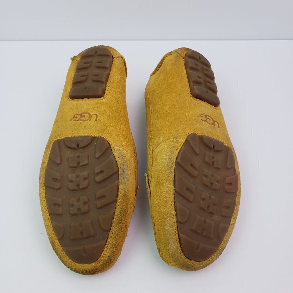 Ugg Australia Clair Womens Sz 7 Yellow Suede Slip On Driving Moc Toe Loafer Shoe - Picture 7 of 11